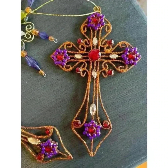 Jeweled Cross And Snowflake‎ Ornaments (Lot Of 3) - Picture 6 of 6